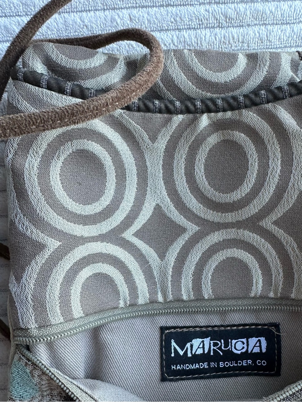 Maruca Taupe Circle-Print Crossbody Bag